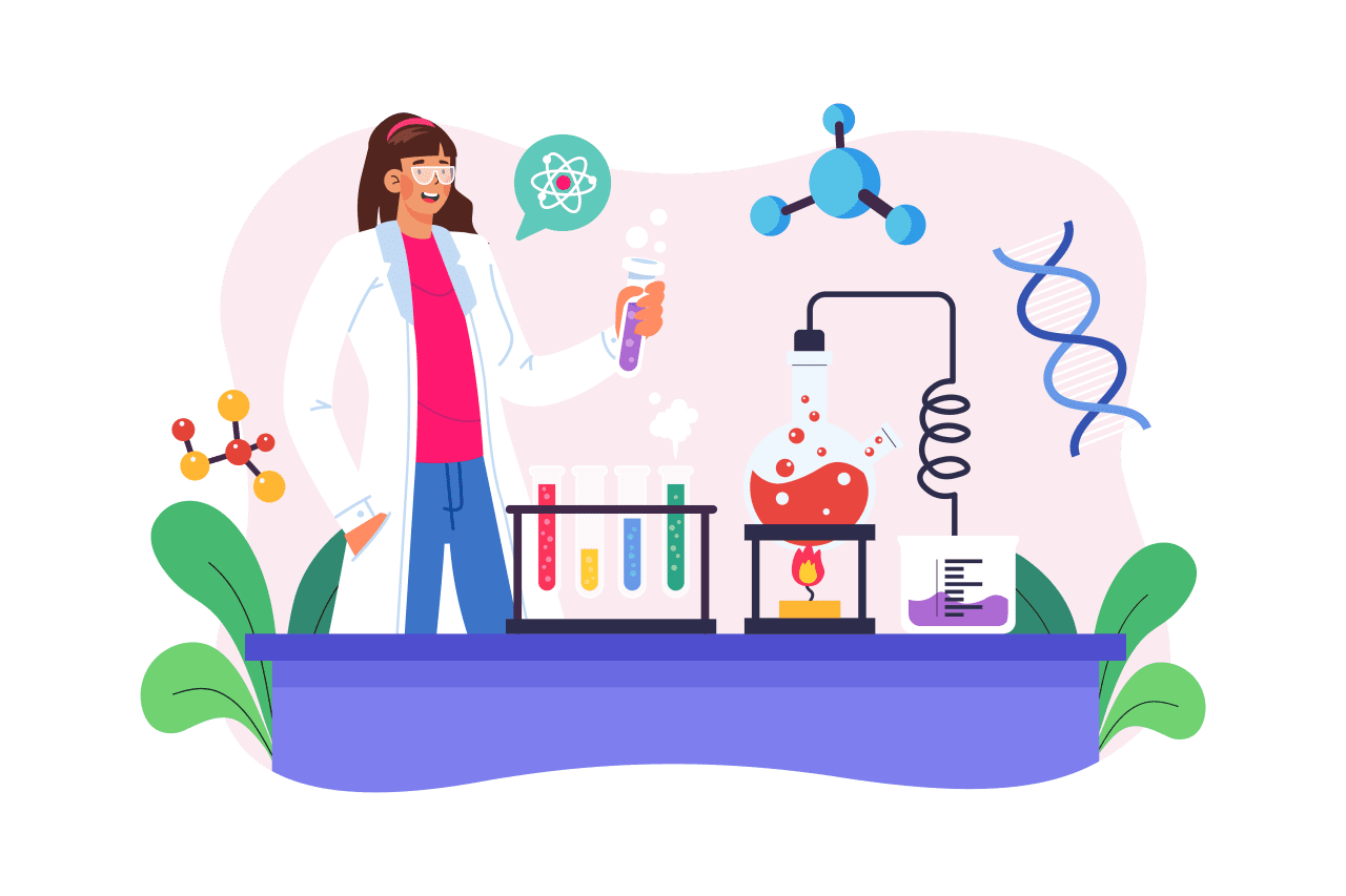 Doctor reviewing lab results in an illustration
